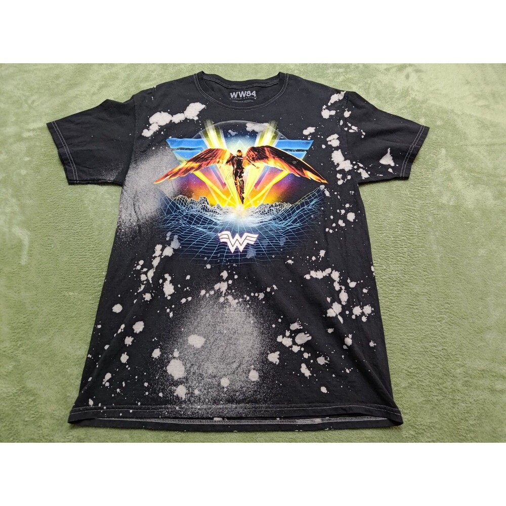 WW84 Wonder Woman 84 DC Comics  Black T-Shirt Bleach dye nebula graphic print
